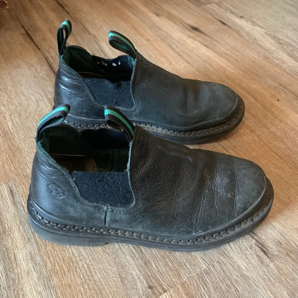 Georgia Boot Giant Romeo work boots, black leather, pull loops - 9.5W womens